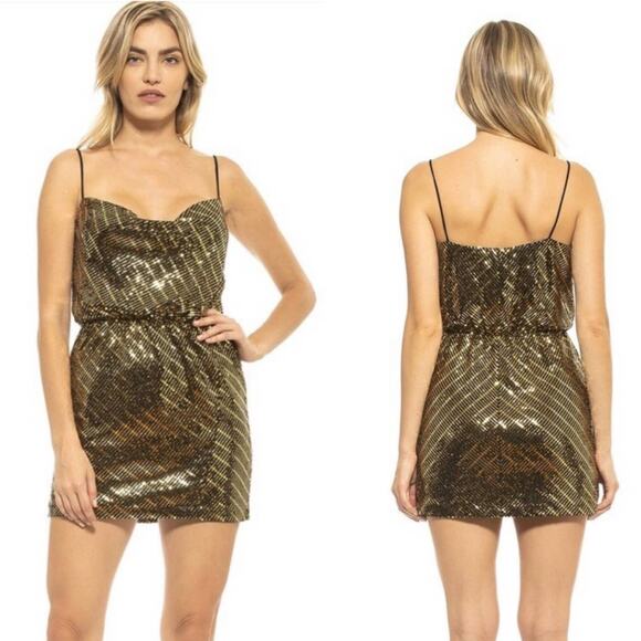 Alexia Admor Kylien Draped Foil Mini Dress - Picture 1 of 10